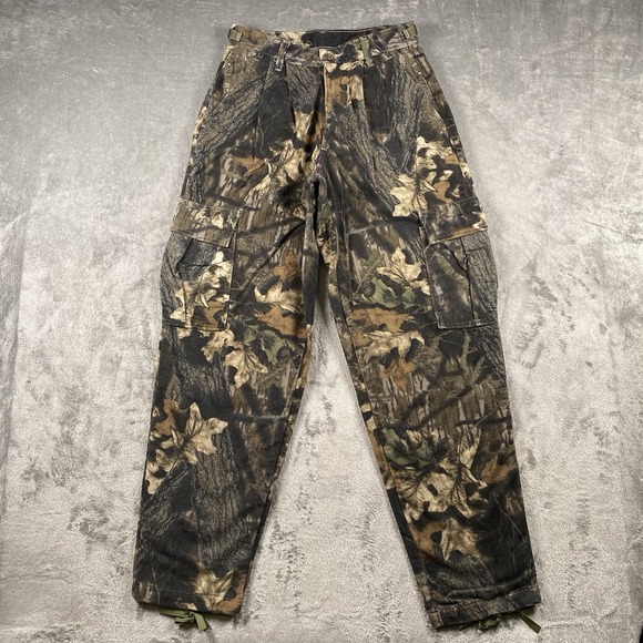 Vintage Mossy Oak Pants Mens Size M Break Up Camo Pleated Chamois Hunting USA - Picture 1 of 14